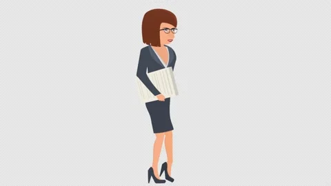 Accountant with documents. Animation of the secretary with reports. Cartoon Stock Footage 202055862