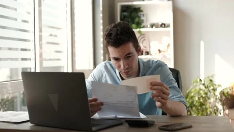 Accountant doing calculation for online financial report at workplace Stock Footage 202277853