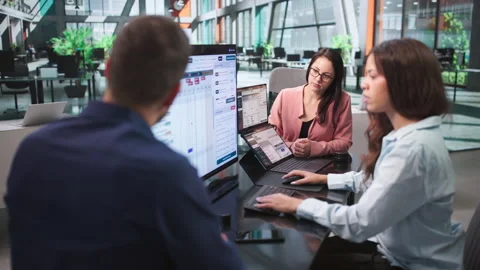 Accountant Explains Fiduciary Software Workflow To Diverse Team Stock Footage 347303584