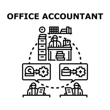 Accountant processing financial data and business operations Stock Illustration