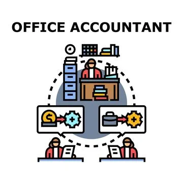 Accountant processing financial data and business operations Stock Illustration