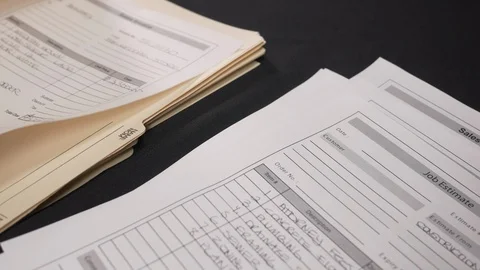 Accountant puting forms in folders 4k. Stock Footage 96063445