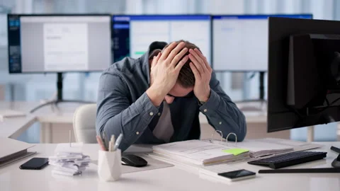 Accountant Struggles With Multiple Software Errors Causing Frustration Stock Footage 331515731