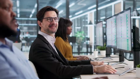 Accountant Team Using Spreadsheets Stock Footage 331154367
