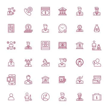 Accountant Ultimate Vector Package with 36 128x128 Bold Line Pixel Optimize.. Stock Illustration