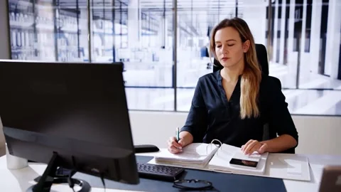 Accountant Using E Invoice Software At Computer Stock Footage 257918439