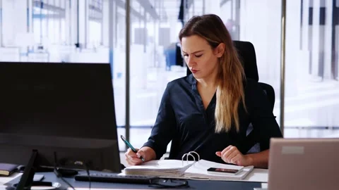 Accountant Using E Invoice Software At Computer Stock Footage 260595945
