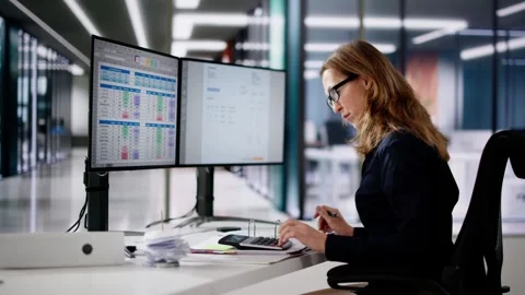 Accountant Using E Invoice Software At Computer Stock Footage 264926100