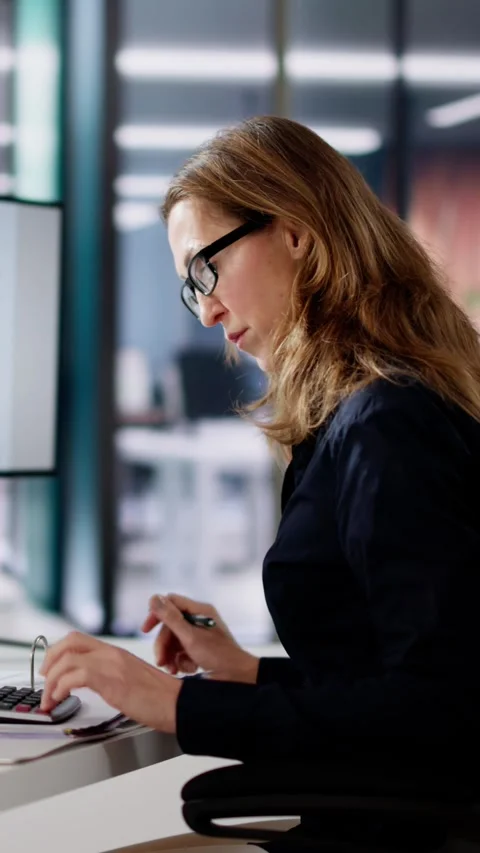 Accountant Using E Invoice Software At Computer Stock Footage 266456752