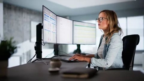 Accountant Using E Invoice Software At Computer Stock Footage 296923601