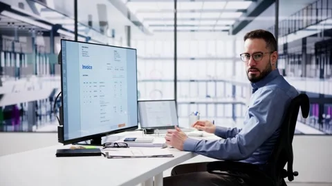 Accountant Using Finance E Invoice Software Stock Footage 262905957