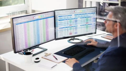 Accountant Using Online Spreadsheet Stock Footage 249765850