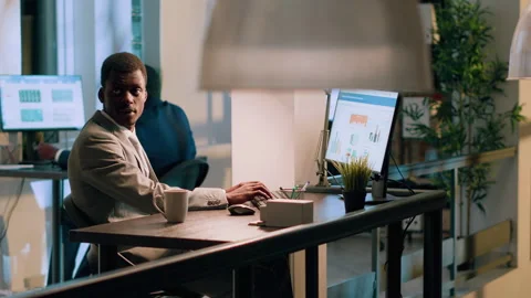 Accountant working during nightshift Video stock 247153516