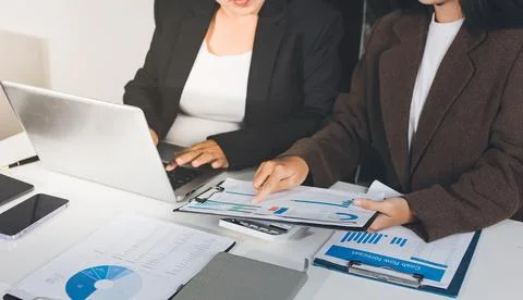 Accountants processing financial documents and taxes, managing corporate fi.. 写真素材
