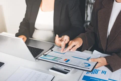 Accountants processing financial documents and taxes, managing corporate fi.. Foto stock