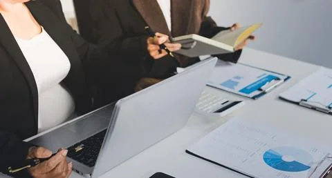 Accountants processing financial documents and taxes, managing corporate fi.. Foto stock