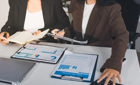 Accountants processing financial documents and taxes, managing corporate fi.. Stock Photos