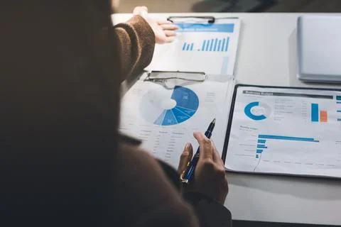 Accountants processing financial documents and taxes, managing corporate fi.. Stockfoto's
