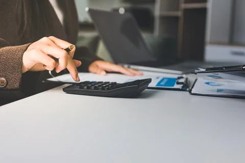 Accountants processing financial documents and taxes, managing corporate fi.. 写真素材