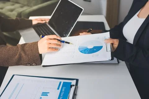 Accountants processing financial documents and taxes, managing corporate fi.. Foto stock
