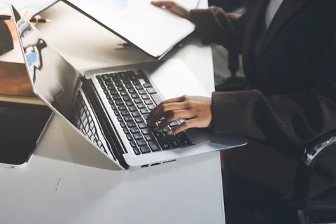 Accountants processing financial documents and taxes, managing corporate fi.. Stock Photos