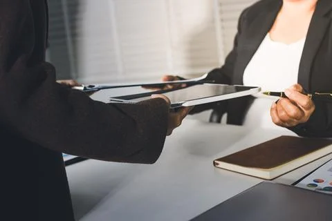 Accountants processing financial documents and taxes, managing corporate fi.. Stock Photos