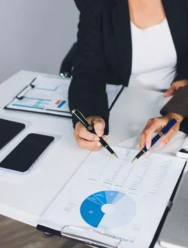 Accountants processing financial documents and taxes, managing corporate fi.. Foto stock