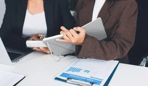 Accountants processing financial documents and taxes, managing corporate fi.. Foto stock