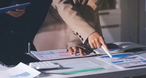 Accountants processing financial documents and taxes, managing corporate fi.. 스톡 사진