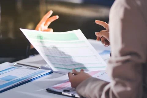 Accountants processing financial documents and taxes, managing corporate fi.. 스톡 사진