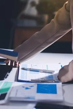Accountants processing financial documents and taxes, managing corporate fi.. 写真素材