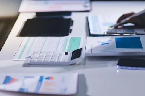 Accountants processing financial documents and taxes, managing corporate fi.. 스톡 사진