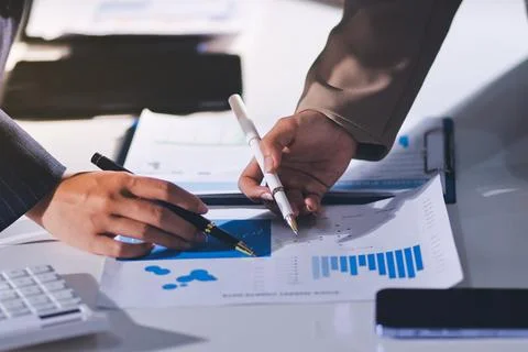 Accountants processing financial documents and taxes, managing corporate fi.. 写真素材