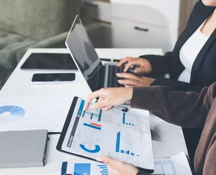 Accountants processing financial documents and taxes, managing corporate fi.. 写真素材