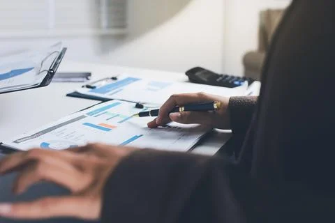 Accountants processing financial documents and taxes, managing corporate fi.. 写真素材