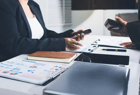 Accountants processing financial documents and taxes, managing corporate fi.. 写真素材