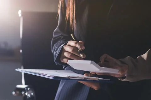 Accountants processing financial documents and taxes, managing corporate fi.. Stock Photos