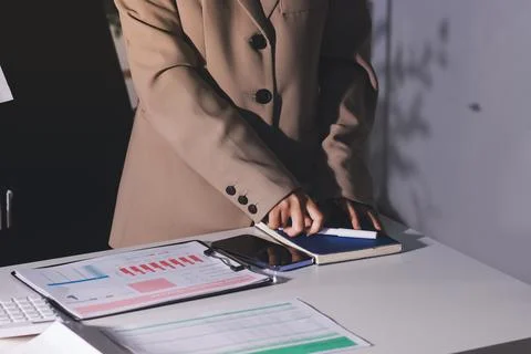 Accountants processing financial documents and taxes, managing corporate fi.. Stock Photos