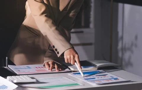 Accountants processing financial documents and taxes, managing corporate fi.. Stock Photos