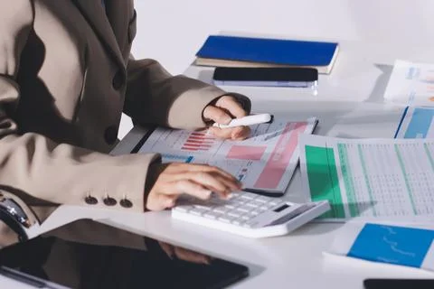 Accountants processing financial documents and taxes, managing corporate fi.. Stock Photos