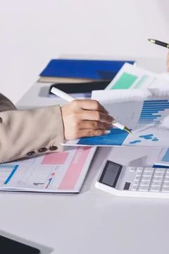 Accountants processing financial documents and taxes, managing corporate fi.. Stock Photos