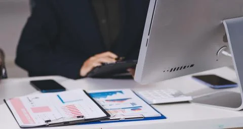 Accountants processing financial documents and taxes, managing corporate fi.. Stock Photos