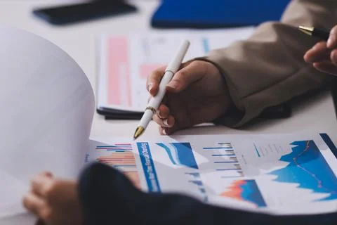 Accountants processing financial documents and taxes, managing corporate fi.. Stock Photos