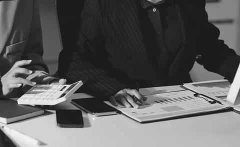Accountants processing financial documents and taxes, managing corporate fi.. Stock Photos