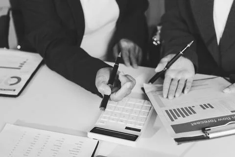 Accountants processing financial documents and taxes, managing corporate fi.. Stock Photos