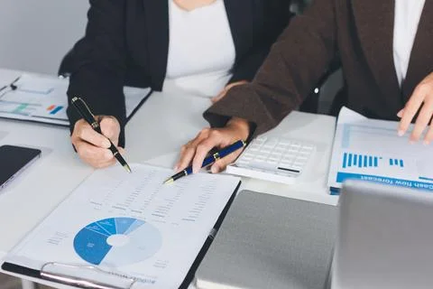 Accountants processing financial documents and taxes, managing corporate fi.. Stock Photos