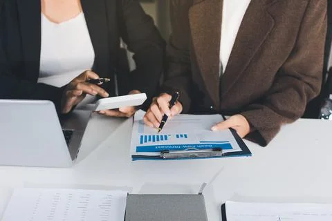 Accountants processing financial documents and taxes, managing corporate fi.. Stock Photos