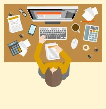 Accounter management workplace Illustrazione stock