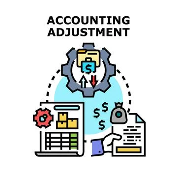 Accounting adjustment process for financial documents and reporting Stock Illustration