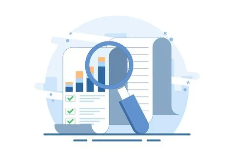 Accounting analytics concept with graphs, audit research on computer. イラスト素材